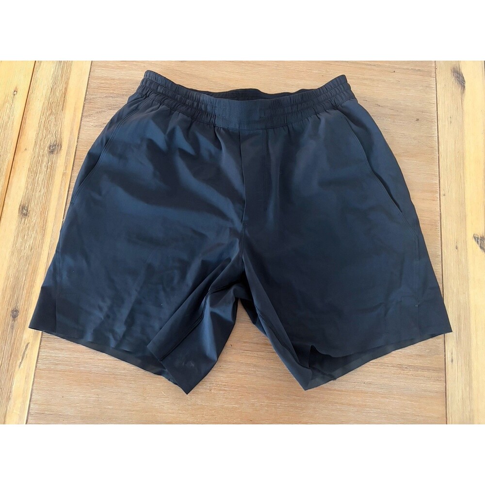 Black Lululemon Men's Surge Lined Running Shorts, 6” Inseam, Size Medium